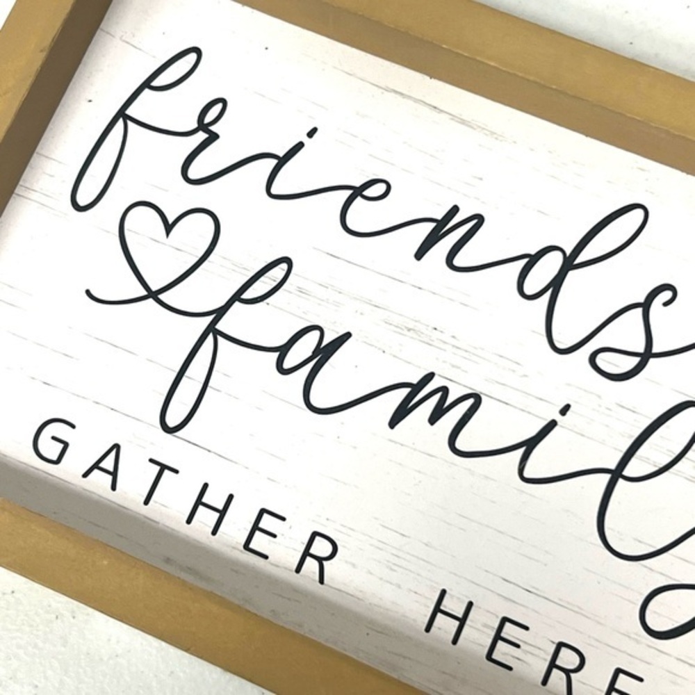Inspirational Gold and White 'Friends and Family' Wall Art